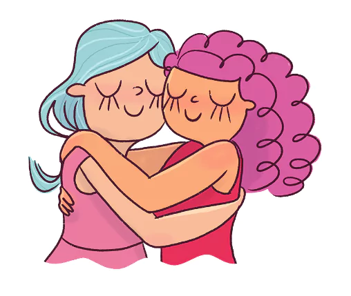Illustration of women hugging
